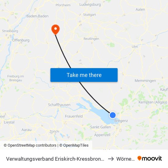 Verwaltungsverband Eriskirch-Kressbronn am Bodensee-Langenargen to Wörnersberg map