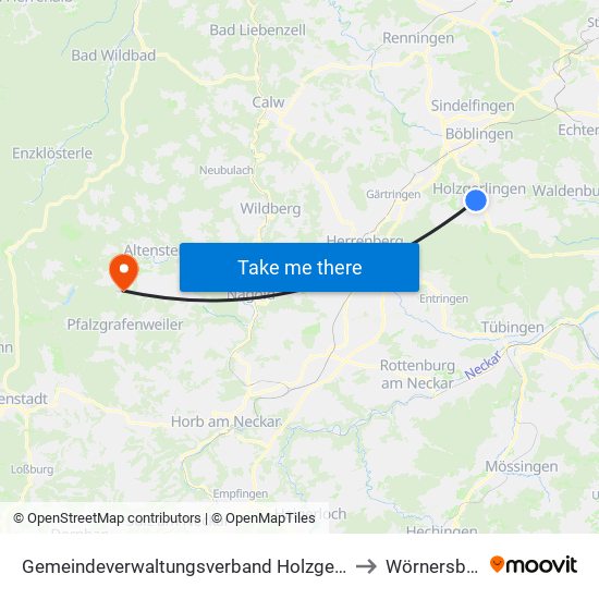 Gemeindeverwaltungsverband Holzgerlingen to Wörnersberg map