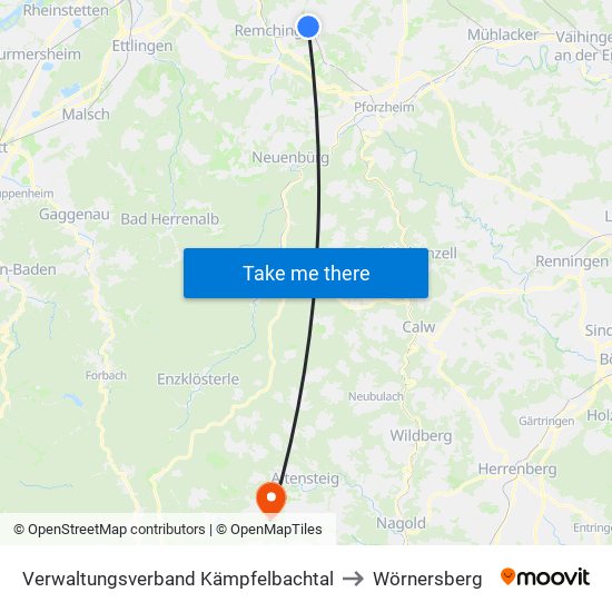 Verwaltungsverband Kämpfelbachtal to Wörnersberg map