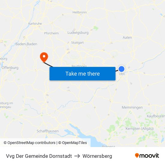 Vvg Der Gemeinde Dornstadt to Wörnersberg map