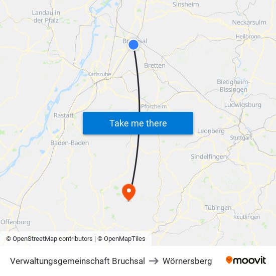 Verwaltungsgemeinschaft Bruchsal to Wörnersberg map