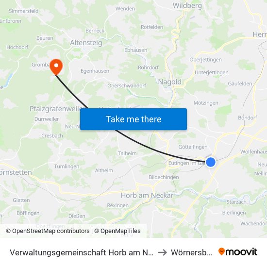 Verwaltungsgemeinschaft Horb am Neckar to Wörnersberg map