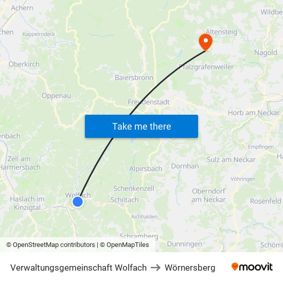 Verwaltungsgemeinschaft Wolfach to Wörnersberg map