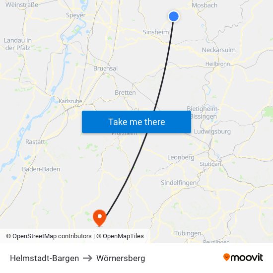 Helmstadt-Bargen to Wörnersberg map