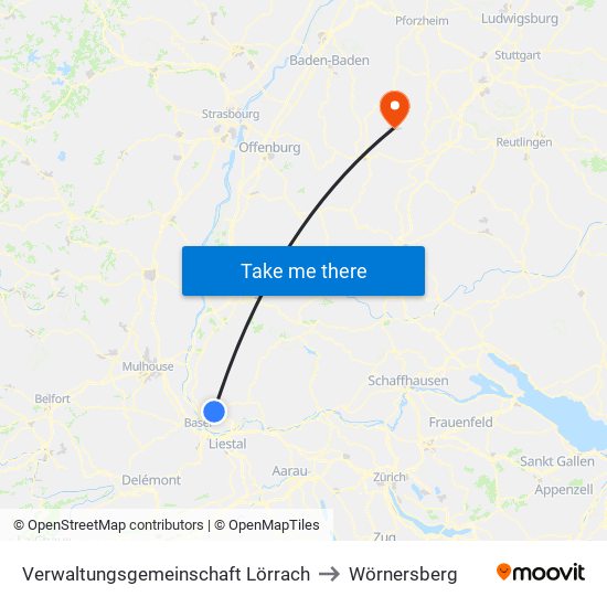 Verwaltungsgemeinschaft Lörrach to Wörnersberg map