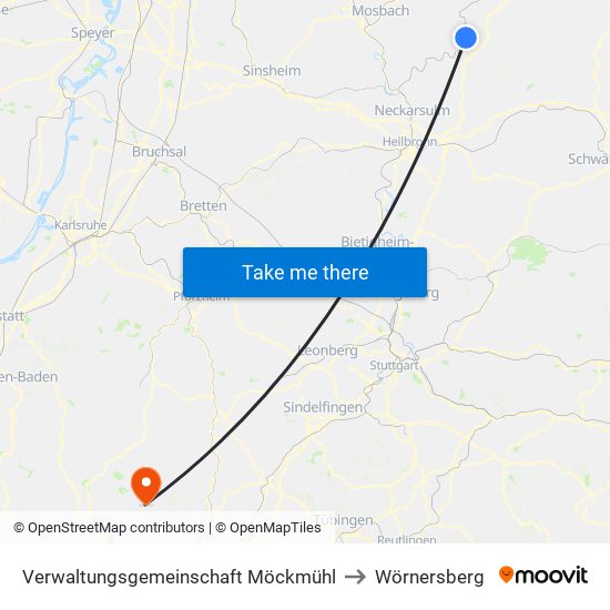 Verwaltungsgemeinschaft Möckmühl to Wörnersberg map