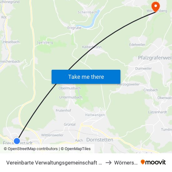 Vereinbarte Verwaltungsgemeinschaft Freudenstadt to Wörnersberg map