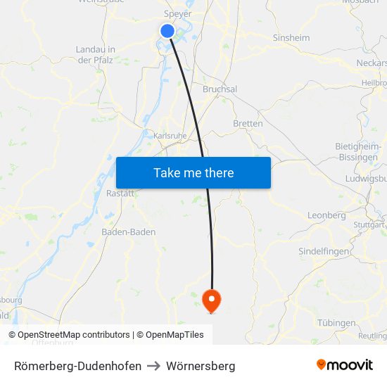 Römerberg-Dudenhofen to Wörnersberg map