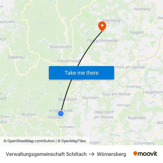 Verwaltungsgemeinschaft Schiltach to Wörnersberg map