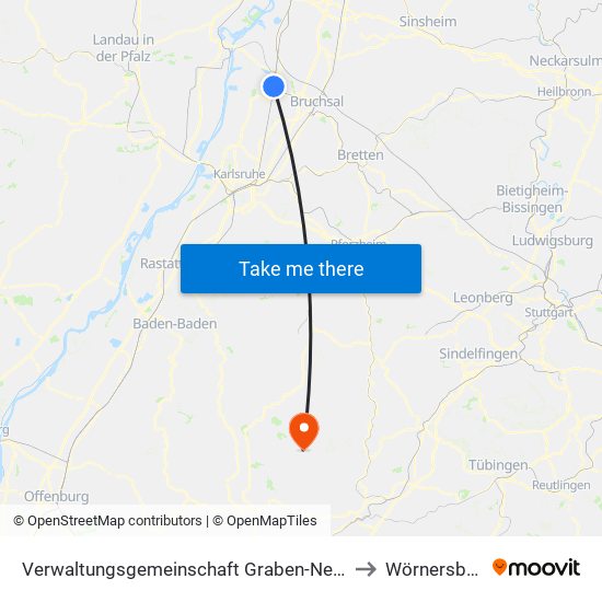 Verwaltungsgemeinschaft Graben-Neudorf to Wörnersberg map