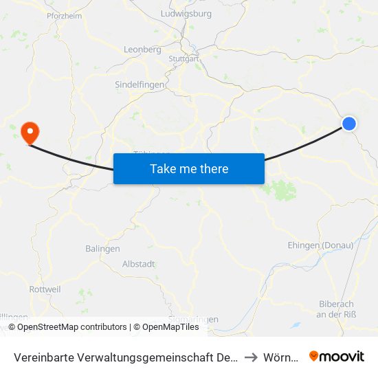 Vereinbarte Verwaltungsgemeinschaft Der Stadt Geislingen An Der Steige to Wörnersberg map