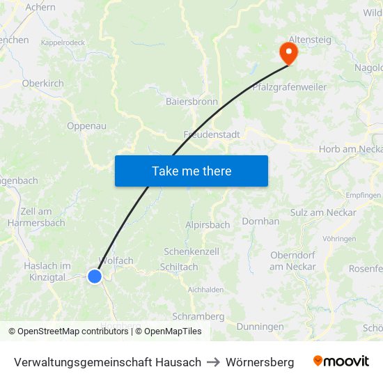 Verwaltungsgemeinschaft Hausach to Wörnersberg map