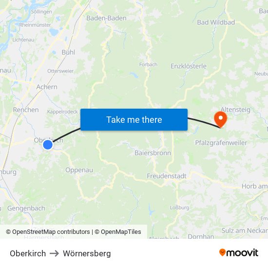 Oberkirch to Wörnersberg map