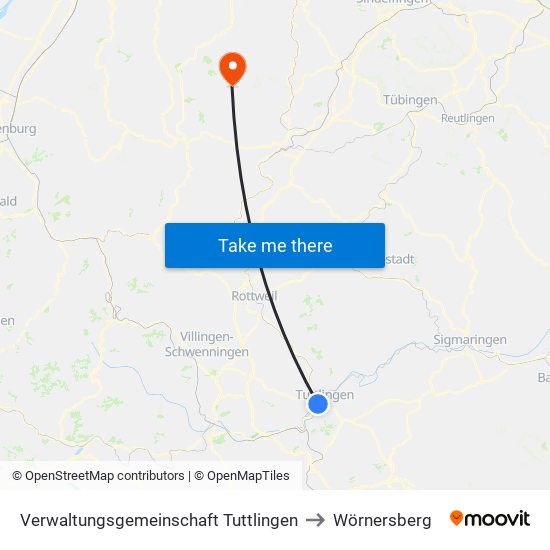 Verwaltungsgemeinschaft Tuttlingen to Wörnersberg map