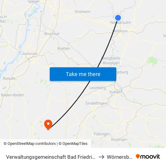 Verwaltungsgemeinschaft Bad Friedrichshall to Wörnersberg map