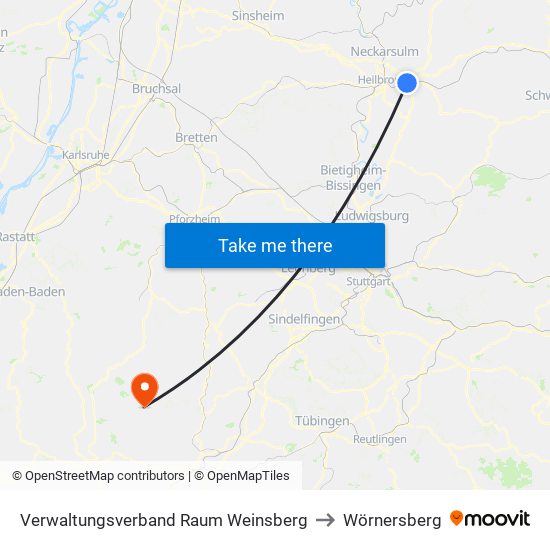 Verwaltungsverband Raum Weinsberg to Wörnersberg map