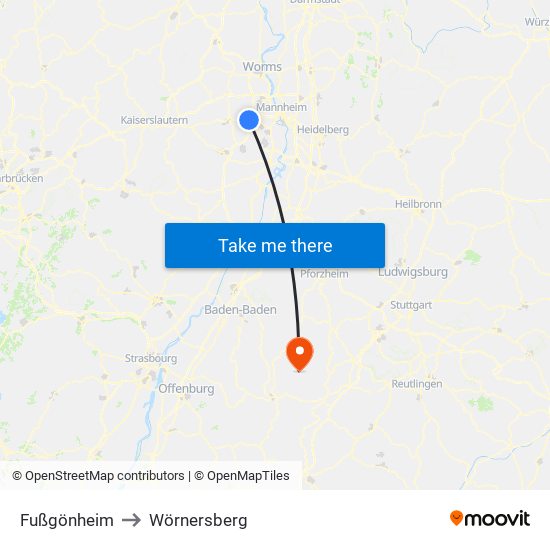 Fußgönheim to Wörnersberg map