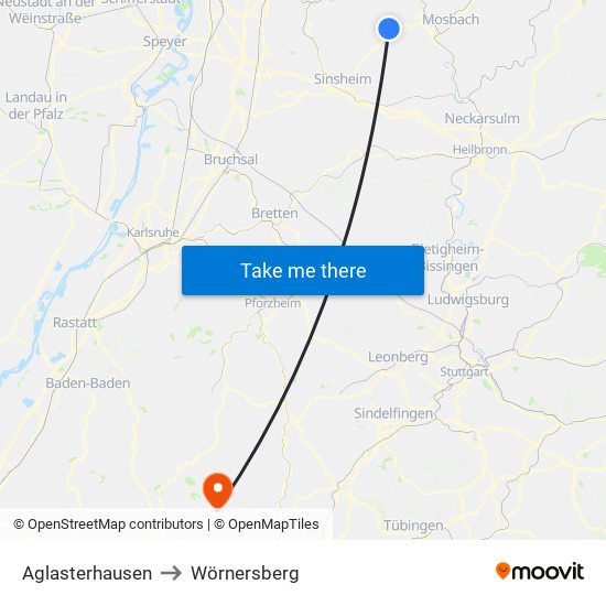 Aglasterhausen to Wörnersberg map