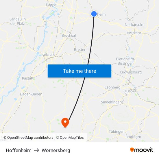 Hoffenheim to Wörnersberg map