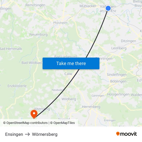 Ensingen to Wörnersberg map