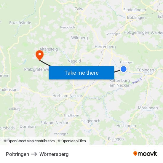 Poltringen to Wörnersberg map