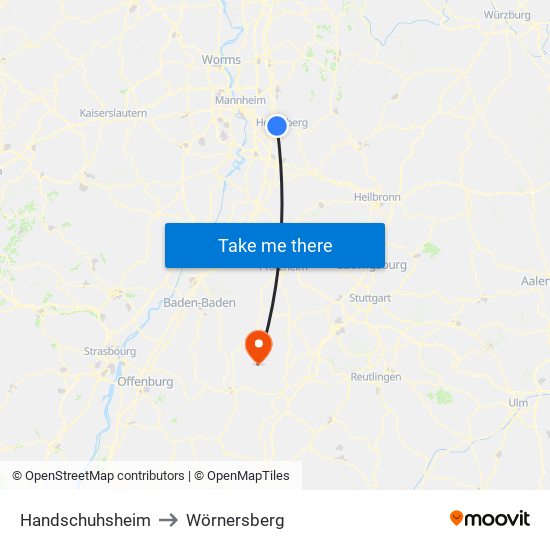 Handschuhsheim to Wörnersberg map