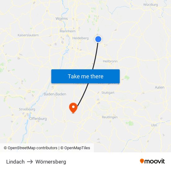 Lindach to Wörnersberg map