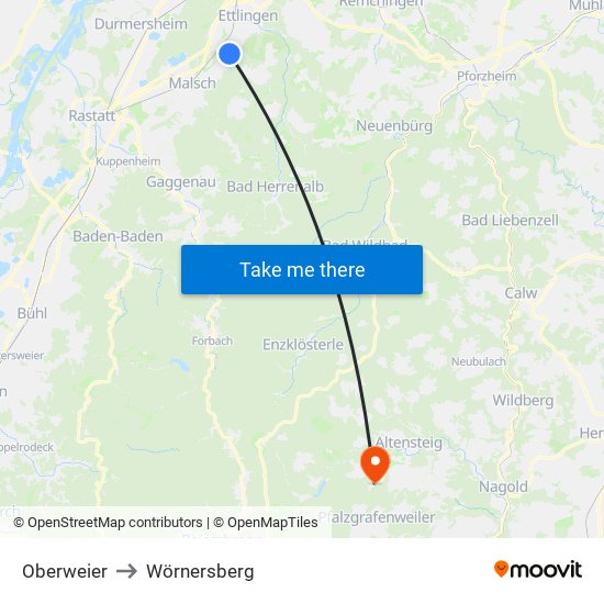 Oberweier to Wörnersberg map
