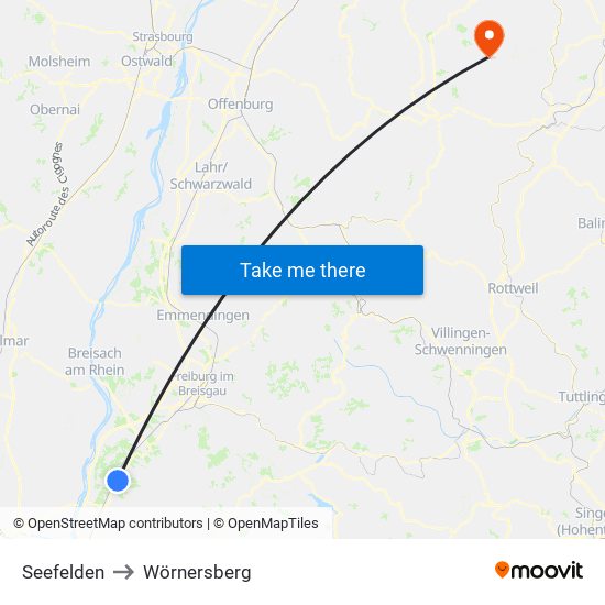 Seefelden to Wörnersberg map