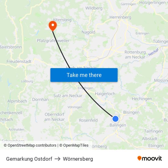 Gemarkung Ostdorf to Wörnersberg map