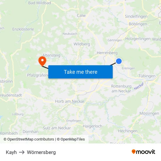 Kayh to Wörnersberg map