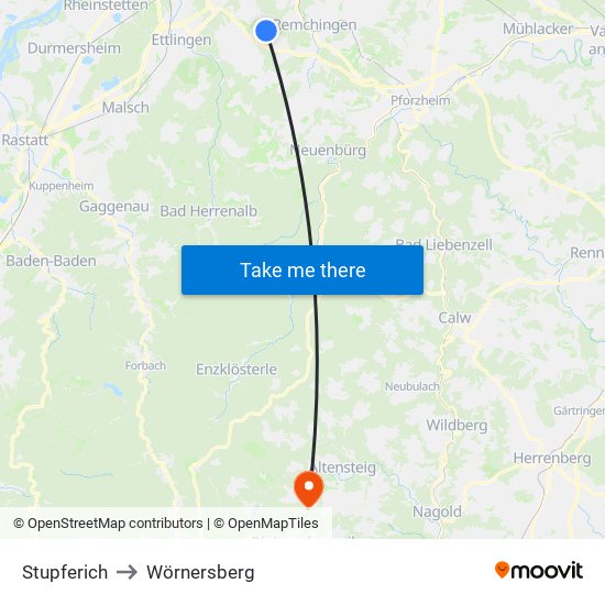 Stupferich to Wörnersberg map