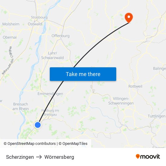 Scherzingen to Wörnersberg map