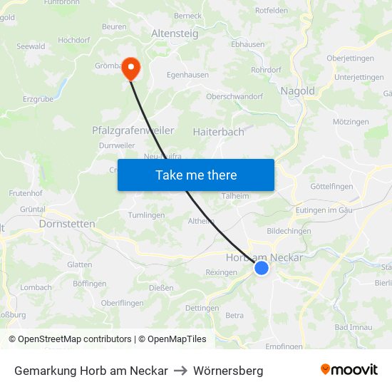 Gemarkung Horb am Neckar to Wörnersberg map