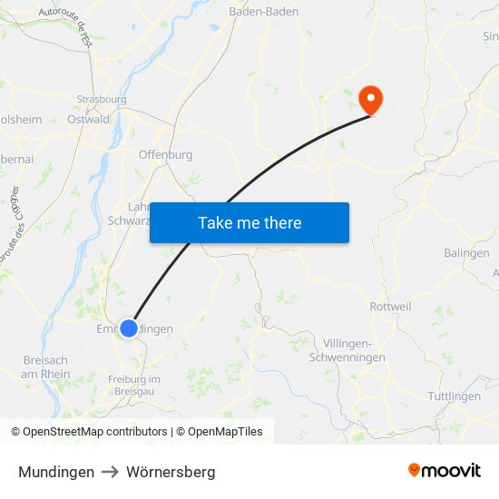 Mundingen to Wörnersberg map