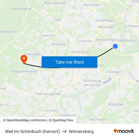 Weil Im Schönbuch (Kernort) to Wörnersberg map