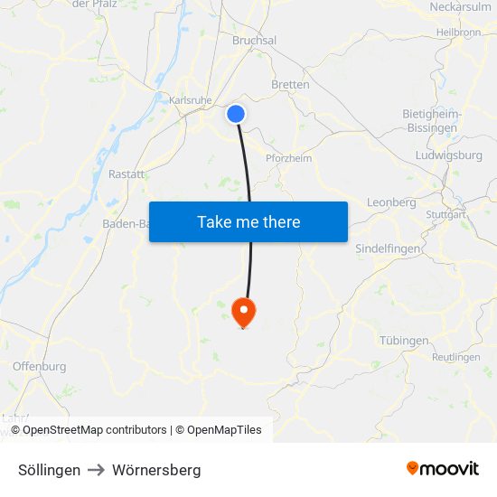 Söllingen to Wörnersberg map