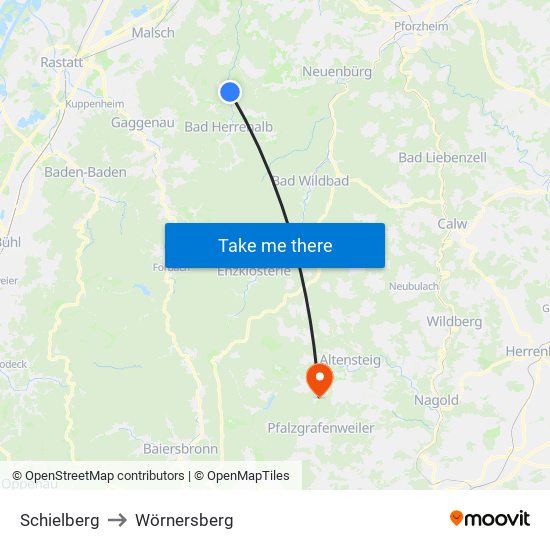 Schielberg to Wörnersberg map