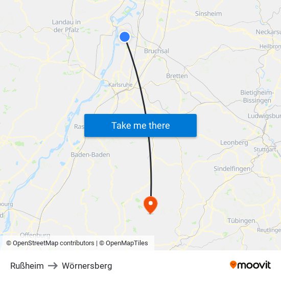 Rußheim to Wörnersberg map