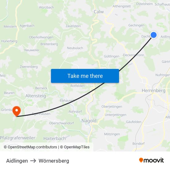 Aidlingen to Wörnersberg map