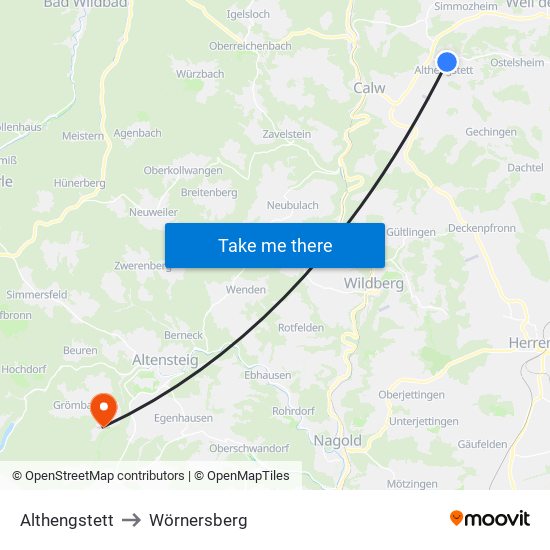 Althengstett to Wörnersberg map
