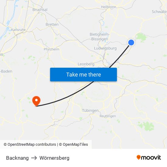 Backnang to Wörnersberg map