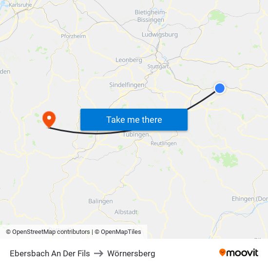 Ebersbach An Der Fils to Wörnersberg map