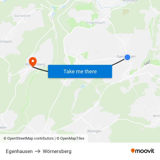 Egenhausen to Wörnersberg map