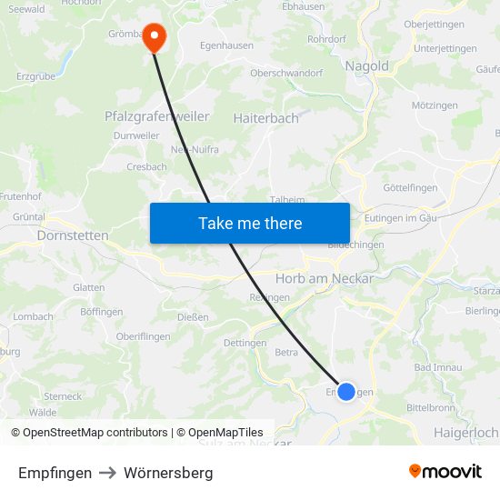 Empfingen to Wörnersberg map