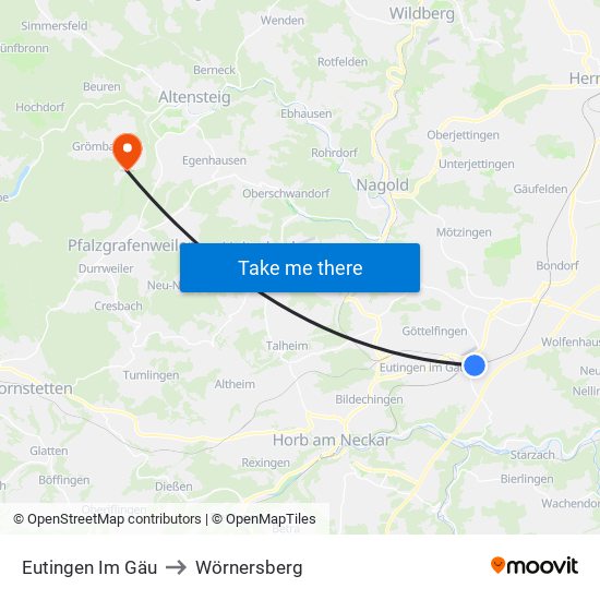 Eutingen Im Gäu to Wörnersberg map