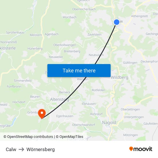 Calw to Wörnersberg map