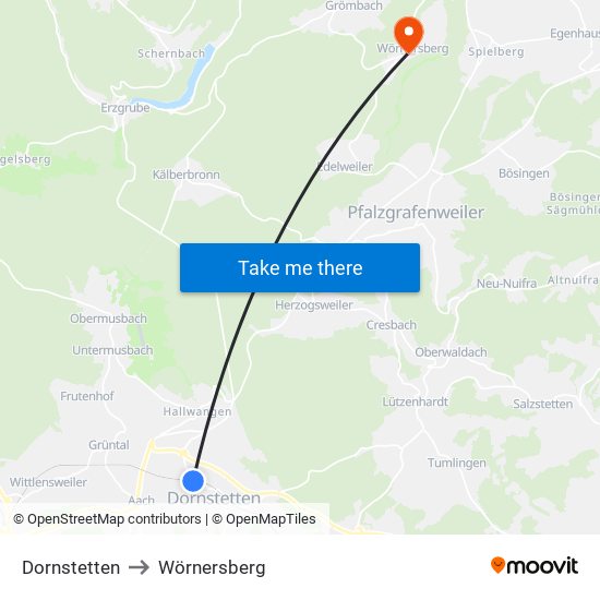 Dornstetten to Wörnersberg map