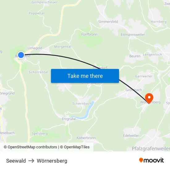 Seewald to Wörnersberg map