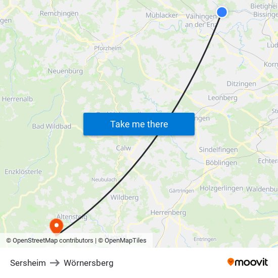 Sersheim to Wörnersberg map